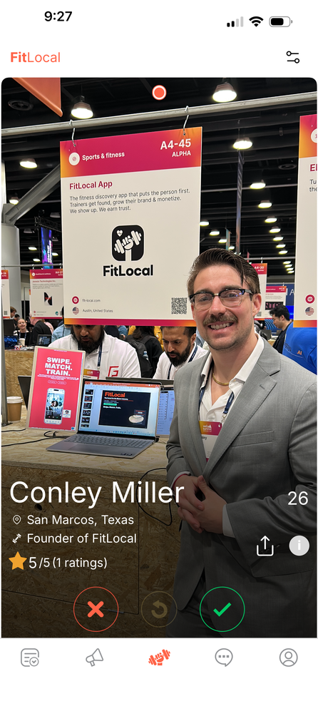 The Fit Local app: browsing an open trainer profile